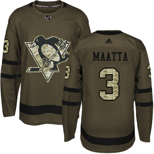Adidas Penguins #3 Olli Maatta Green Salute to Service Stitched Youth NHL Jersey